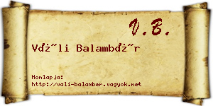 Váli Balambér névjegykártya